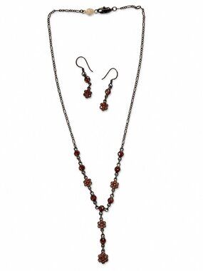 Amber Jeweled Necklace and Earrings Set - NWOT